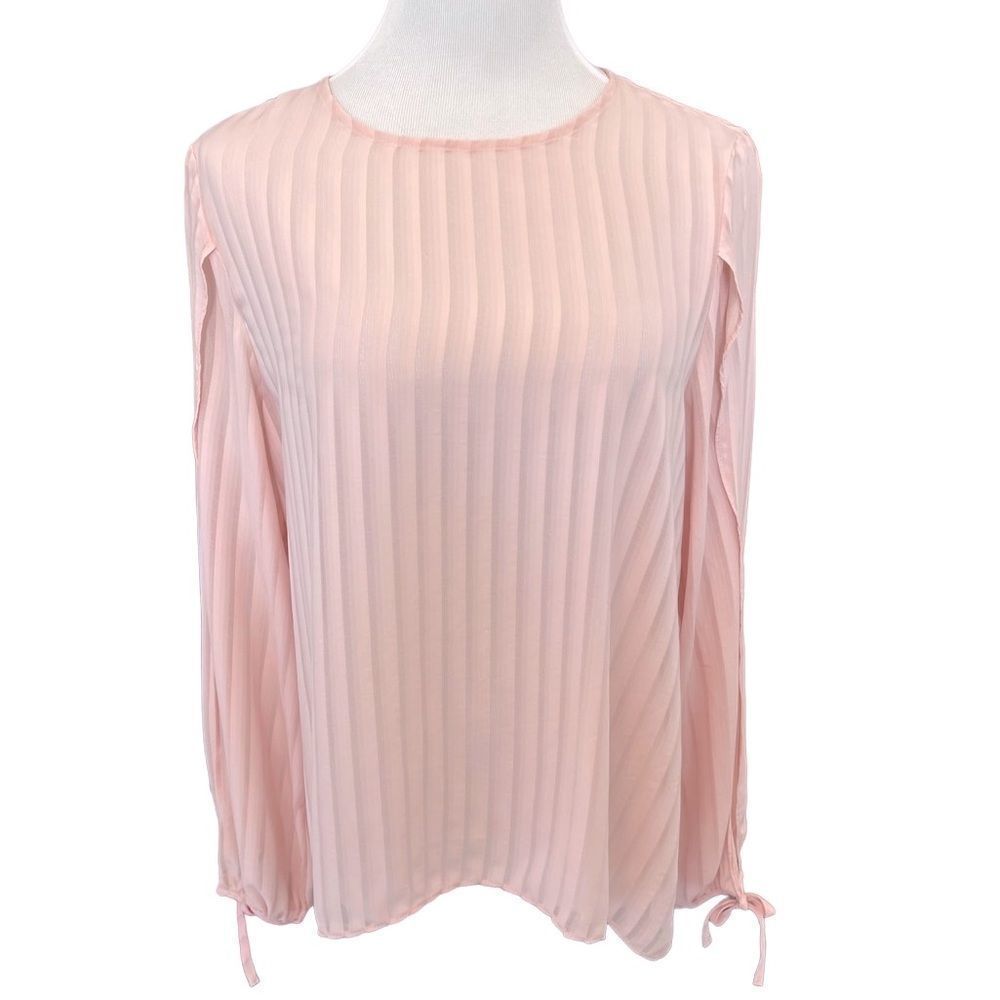 WAVERY GREY Pink Blouse with Split Long Sleeves